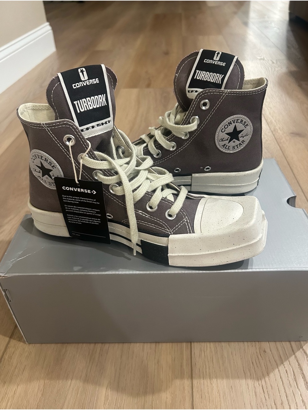 Rick Owens x Converse DRKSHDW High Top Sneakers in Grey and Cream